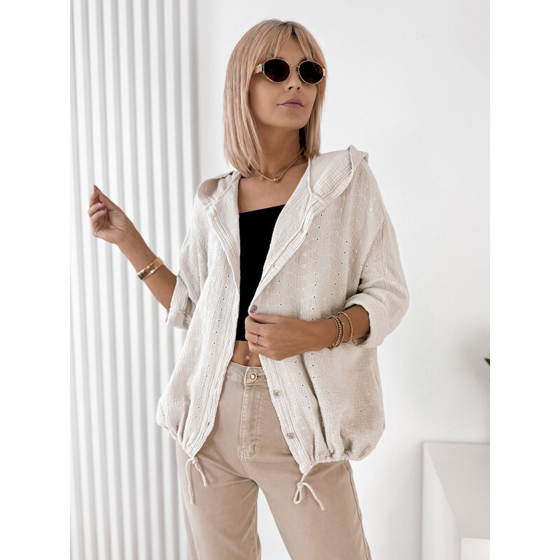 Fashionweek Dámska bavlnená košeľa s kapucňou – voľný strih UB-BAYONNE 67275683