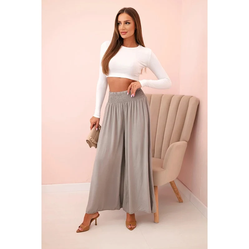 K-Fashion Dámske viskózové nohavice s elastickým pásom fango 67280009