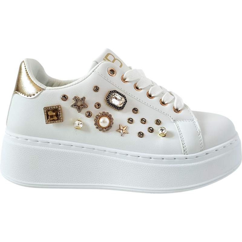 Biele Tenisky Laura Biagiotti JW Calf White Gold 67279882