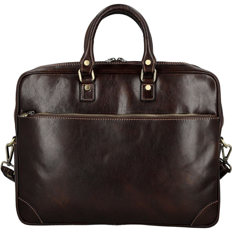 Kožená business taška tmavo hnedá - Delami Vera Pelle Evarist hnedá 67354054