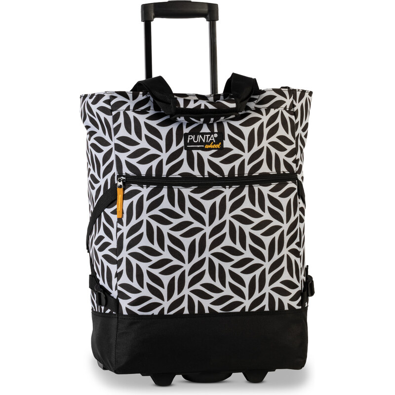 PUNTA nákupná taška na kolieskach Print – čiernobiele listy 67280835