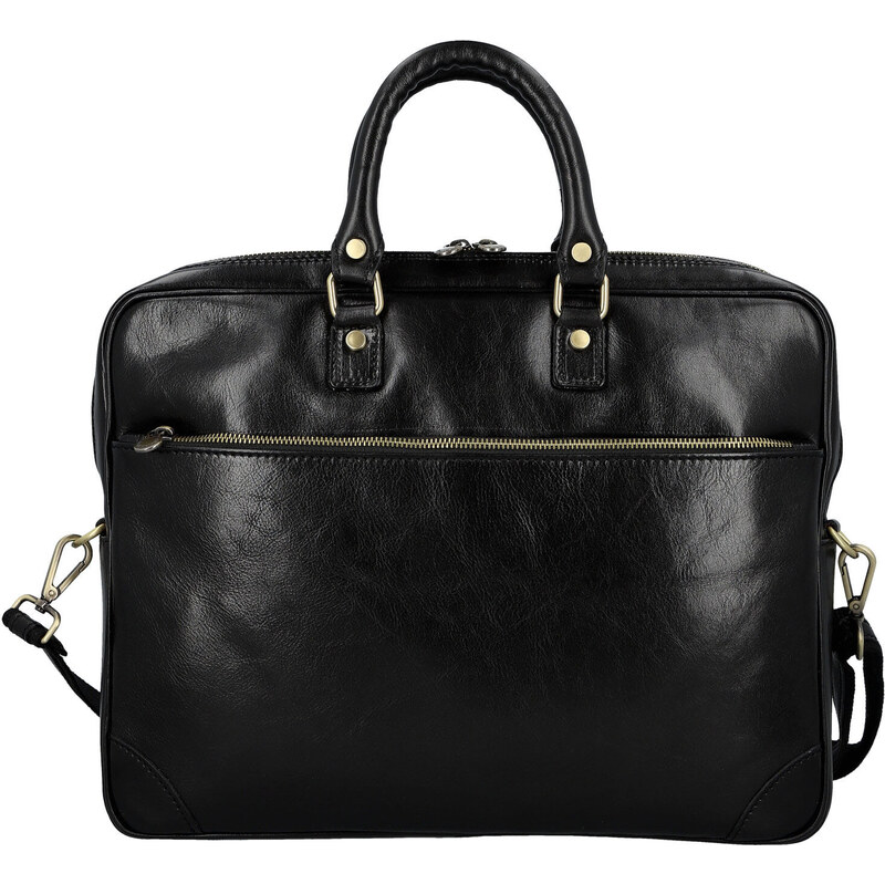 Kožená business taška čierna - Delami Vera Pelle Evarist čierna 67354055