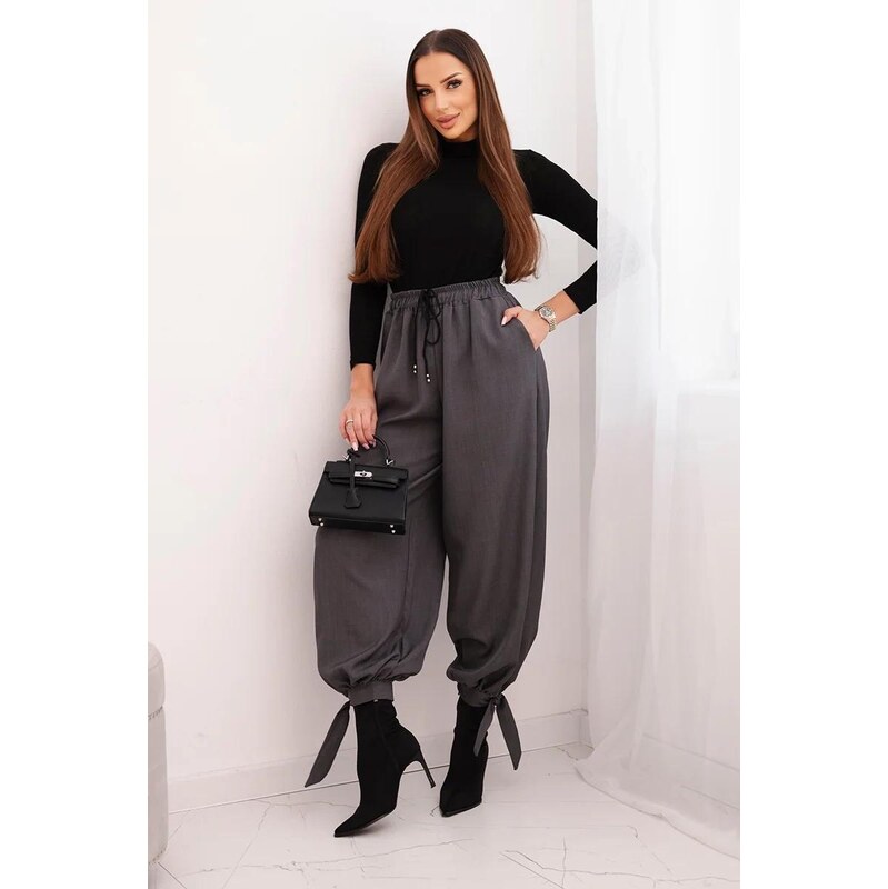 MladaModa Nohavice so širokým strihom a viazaním dole model 90495 67282454