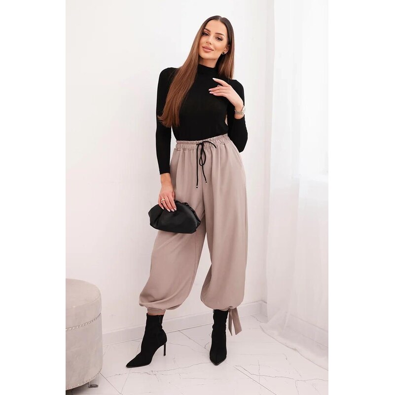 MladaModa Nohavice so širokým strihom a viazaním dole model 90495 67282455