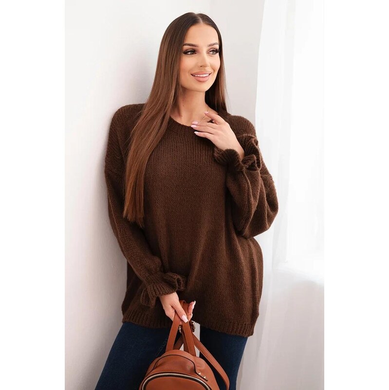 MladaModa Sveter s voľným strihom so zdobenými rukávmi model IT111 67282479