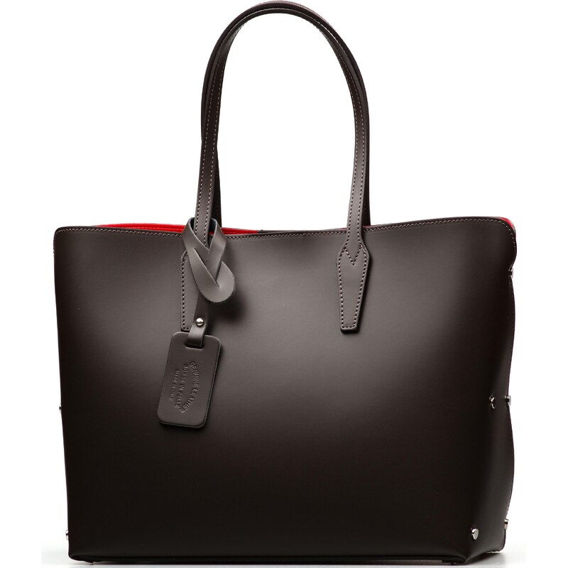 Blaire Kožená kabelka Salita s červeným interiérom tmavo hnedá 67282894