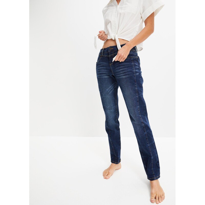 bonprix Rovné džínsy, stredná výška pásu, farba modrá 44731592