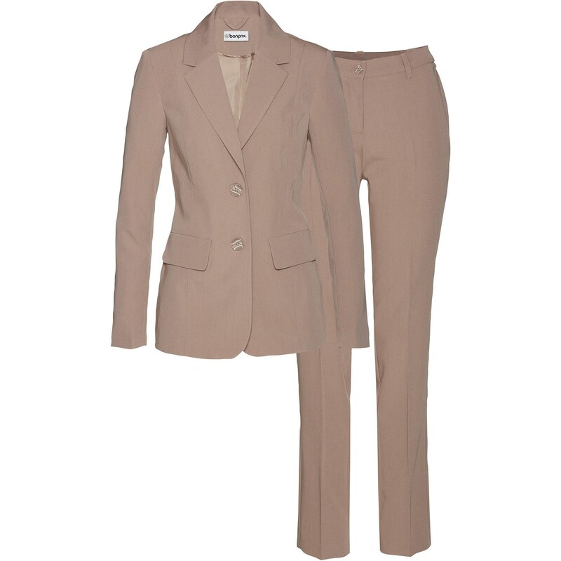 bonprix Nohavicový oblek, 2-dielny, farba hnedá 44790556