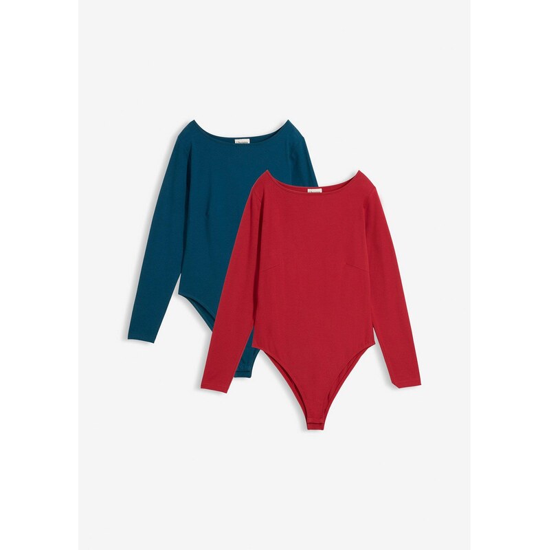 bonprix Body s dlhým rukávom (2 ks), farba modrá 67283026