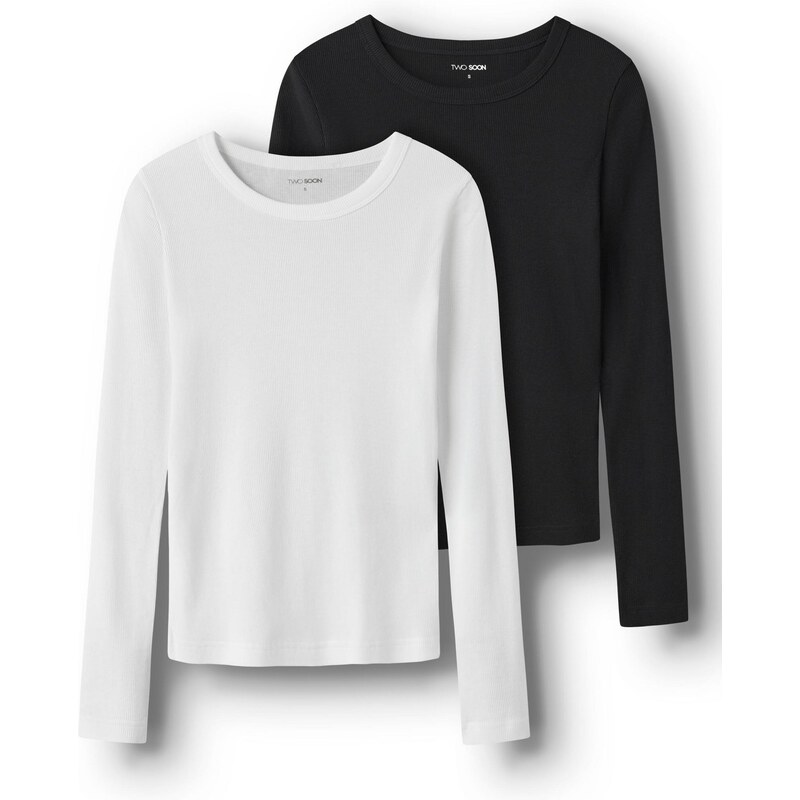 TWO SOON Tričko čierna / biela 67298122