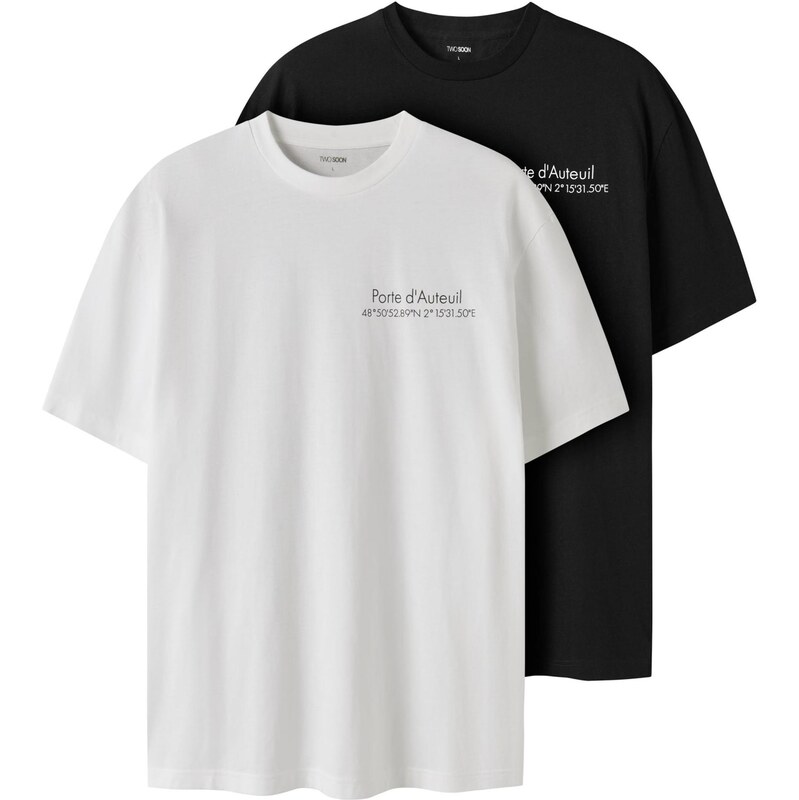 TWO SOON Tričko čierna / biela 67298201