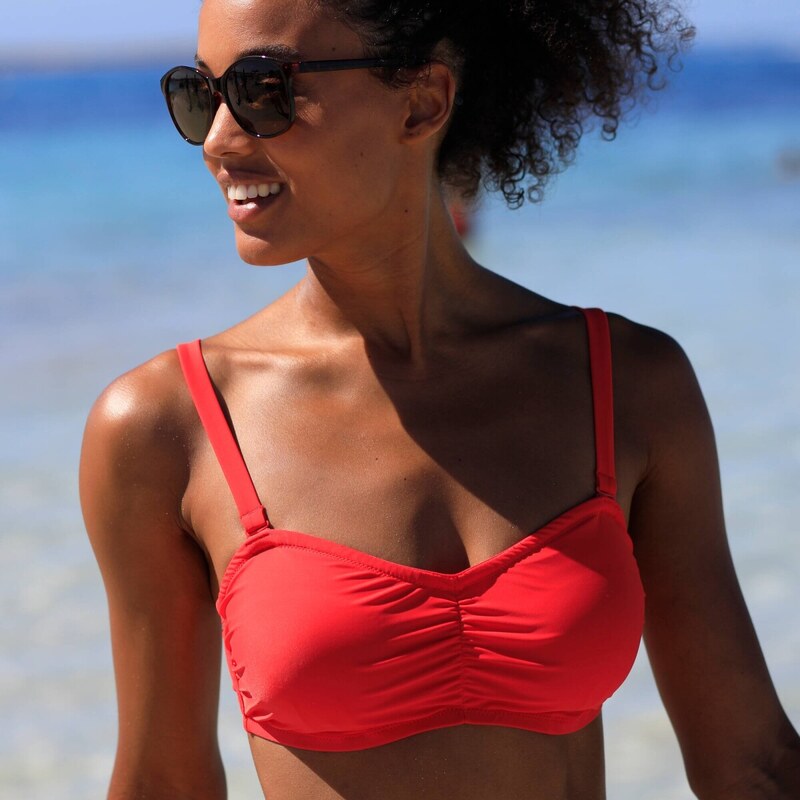 Plavková bandeau podprsenka Solaro s kosticami koralová 085 61916400