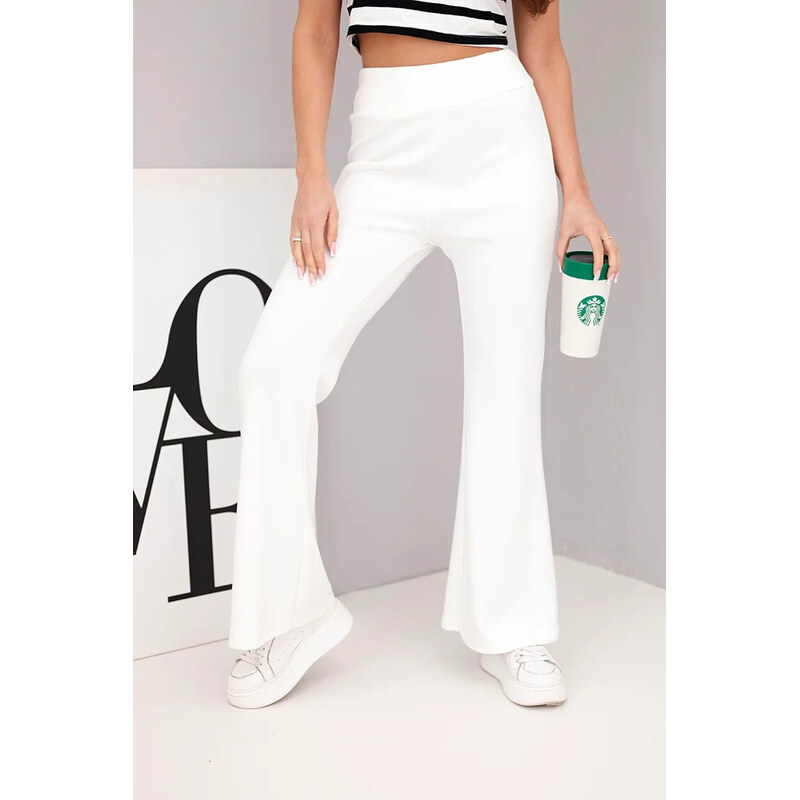 K-Fashion Dámske motýlie nohavice s rozšírenými nohavicami ecru 67273284