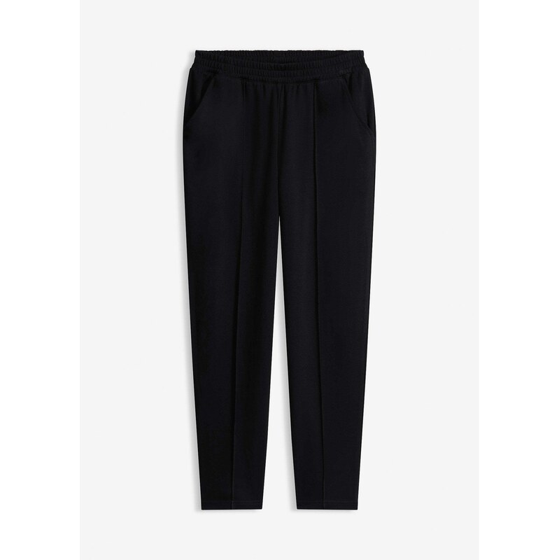 bonprix Nohavice bez zapínania so záhybmi, farba čierna 67291536