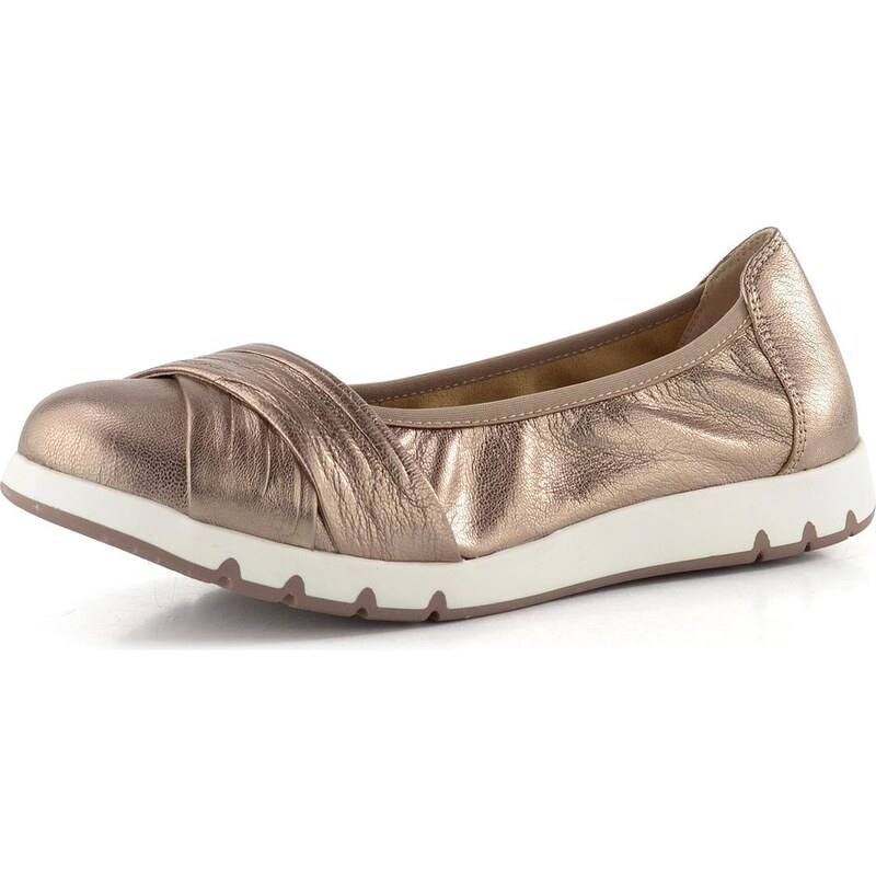 Caprice širšie metalické baleríny taupe 9-22118-44 68773414