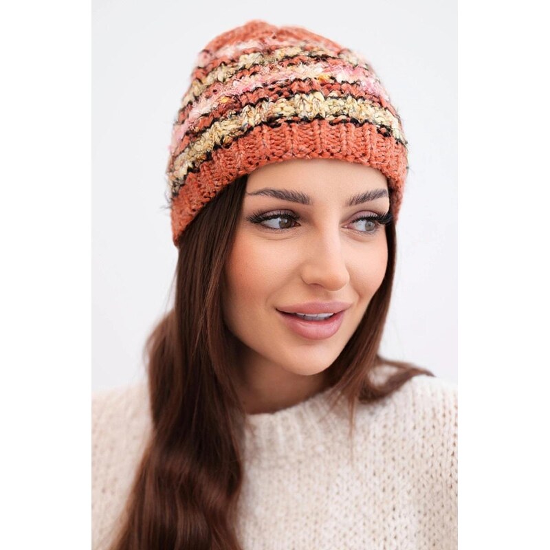 MladaModa Dámska čiapka s farebnou priadzou a elastickým sťahovaním 67292557