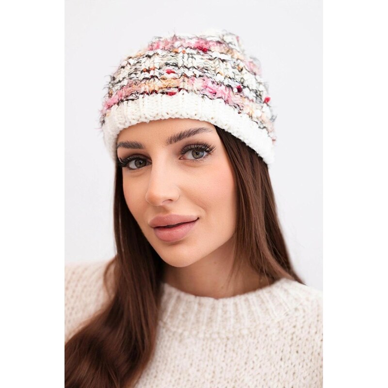 MladaModa Dámska čiapka s farebnou priadzou a elastickým sťahovaním 67292558