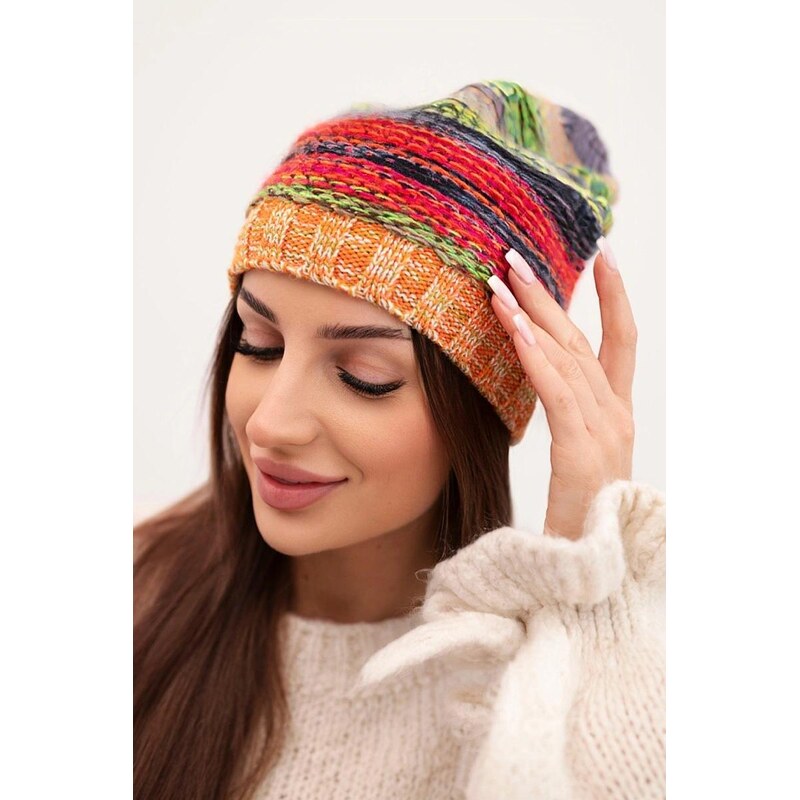 MladaModa Dámska čiapka Kristine K207 neónovo zelená+oranžová 67292588