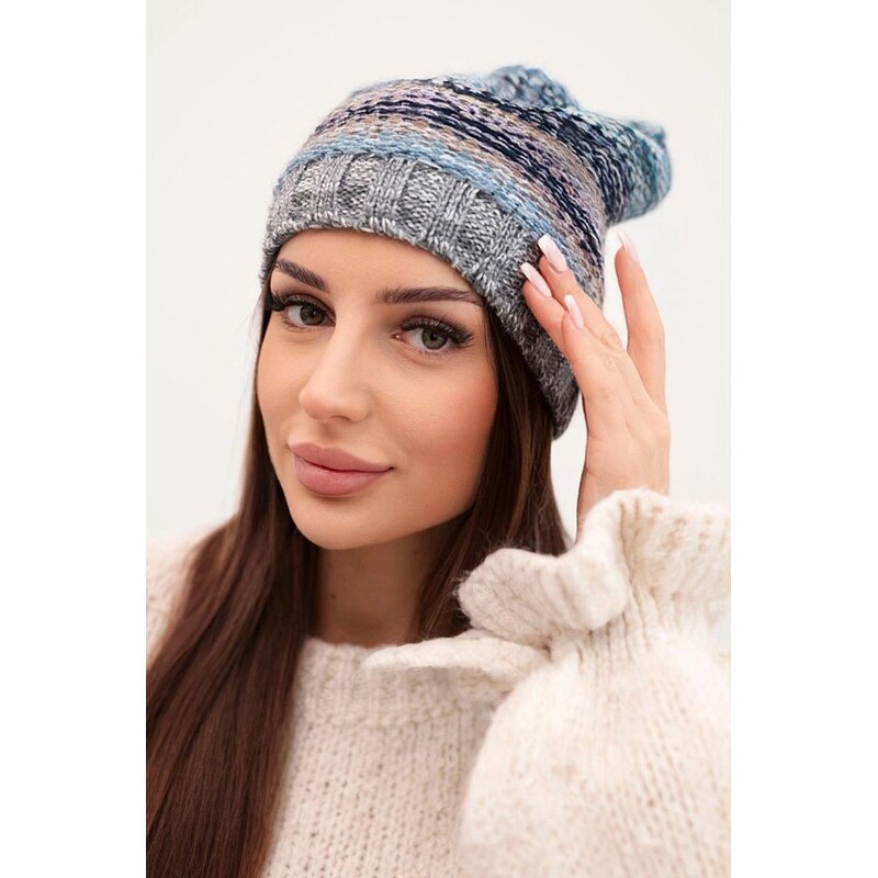 MladaModa Dámska čiapka Kristine K207 tmavá tyrkysová+šedá 67292590