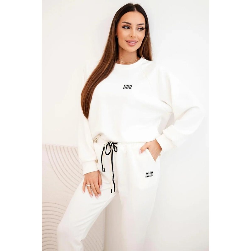 MladaModa Voľná viskózová tepláková súprava model K7650 farba ecru 67908169