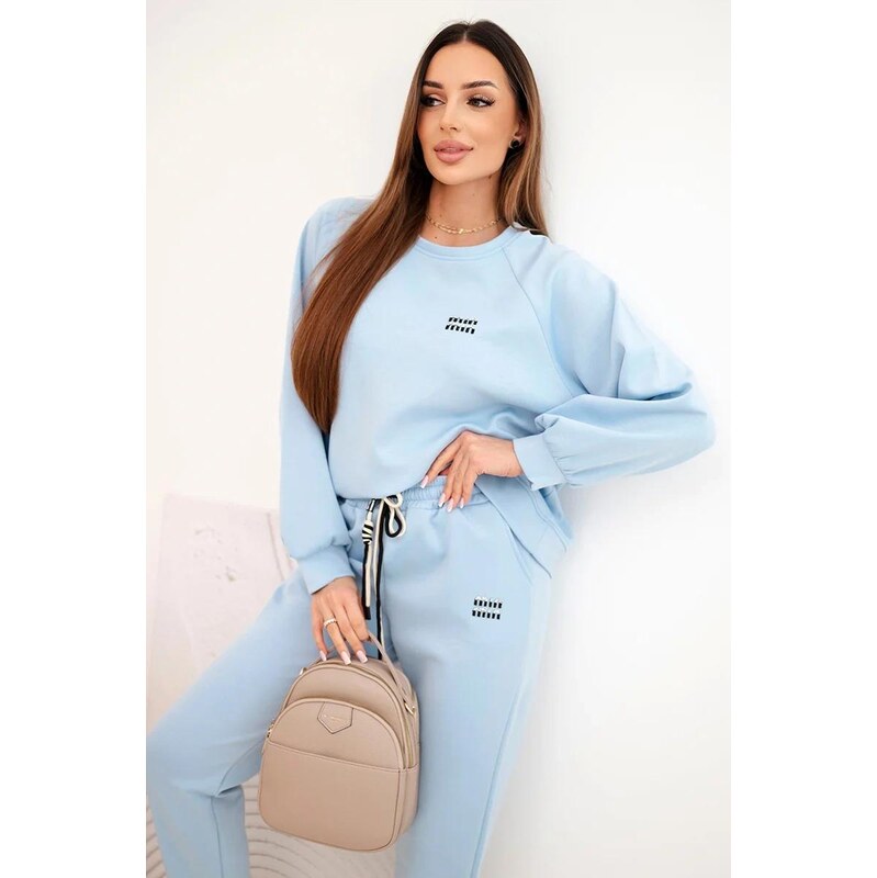 MladaModa Voľná viskózová tepláková súprava model K7650 svetlomodrá 67908166