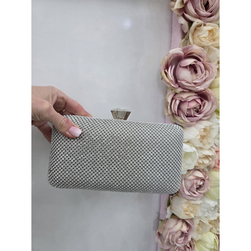 Katrins Fashion Strieborná štrasová spoločenská kabelka 46046696