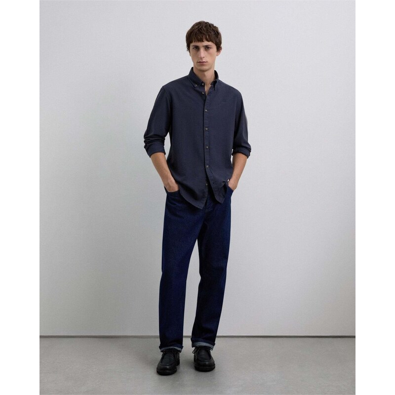 Scalpers Košeľa Scdye Check námornícka modrá / hnedá 67105741