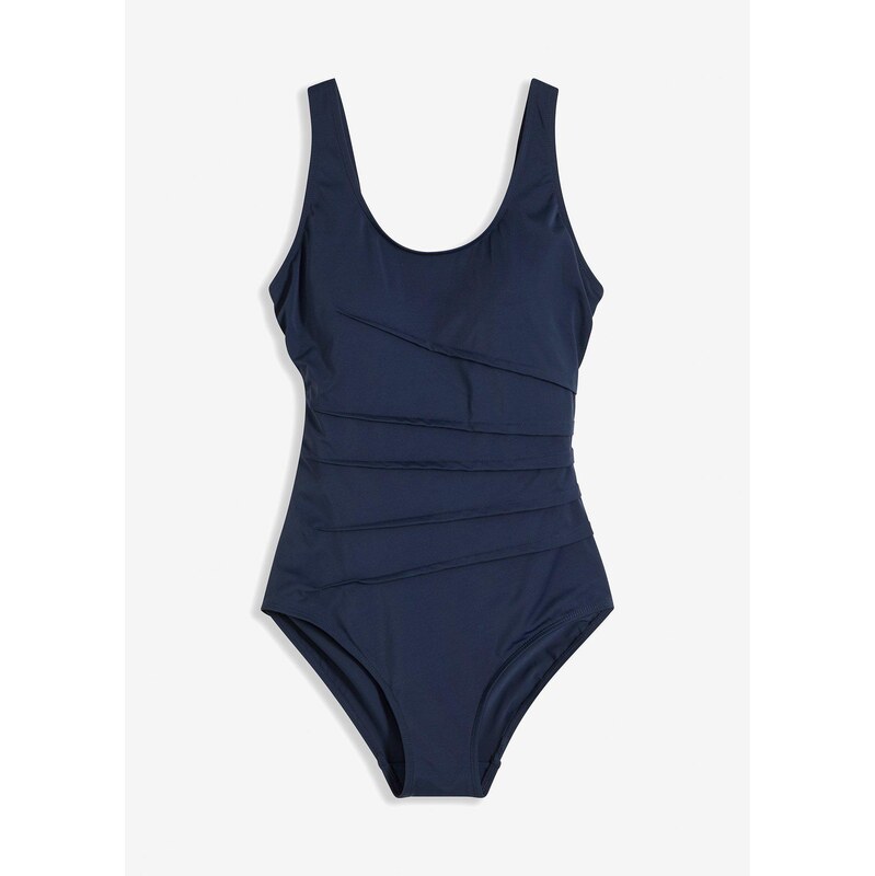 bonprix Sťahovacie plavky s ozdobnými záhybmi, farba modrá 49925646