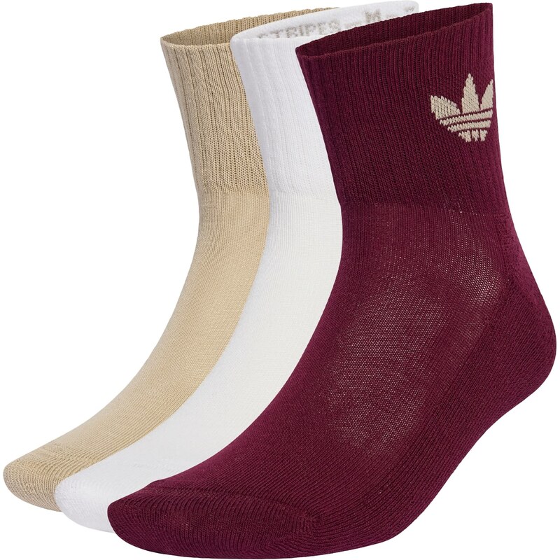 ADIDAS ORIGINALS Ponožky Mid Crew 3 Pairs piesková / bordová / biela 67297918