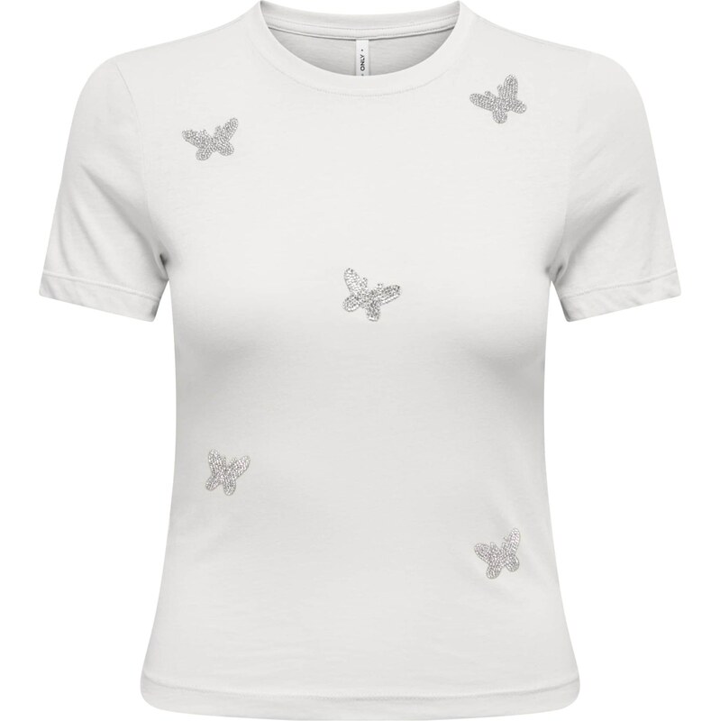 Only Petite Tričko ONLSNAPPY strieborná / biela 67298196