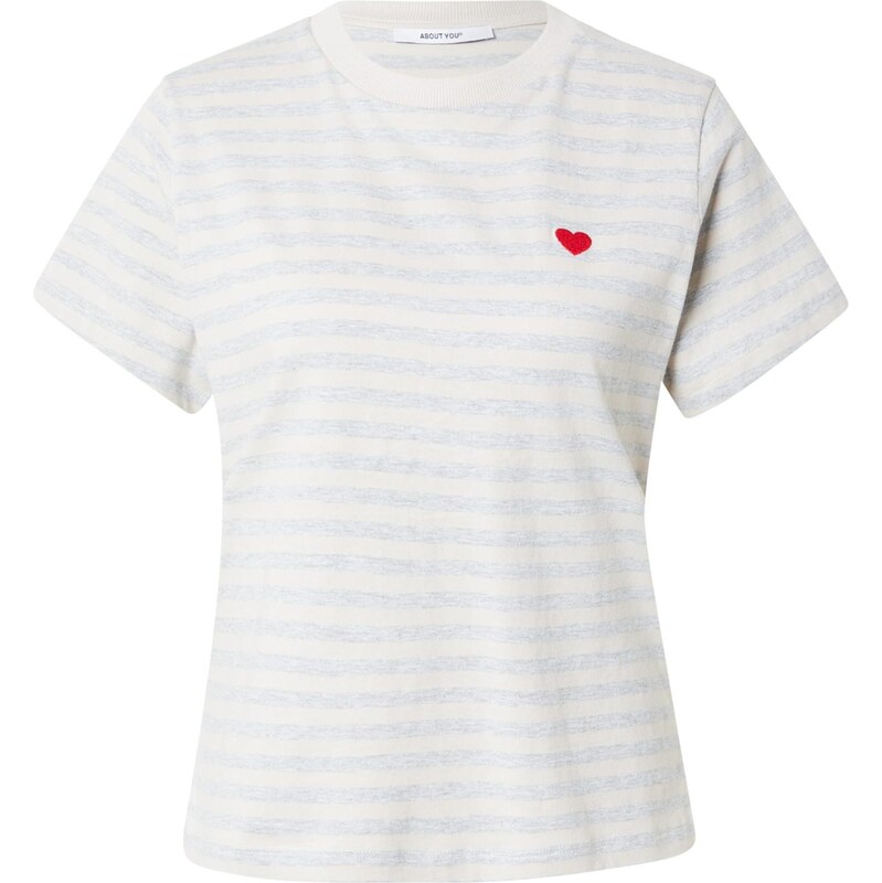 ABOUT YOU Tričko Ruth sivá / červená / šedobiela 67298220