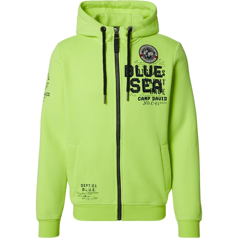 CAMP DAVID Tepláková bunda neónovo zelená / čierna 67298584