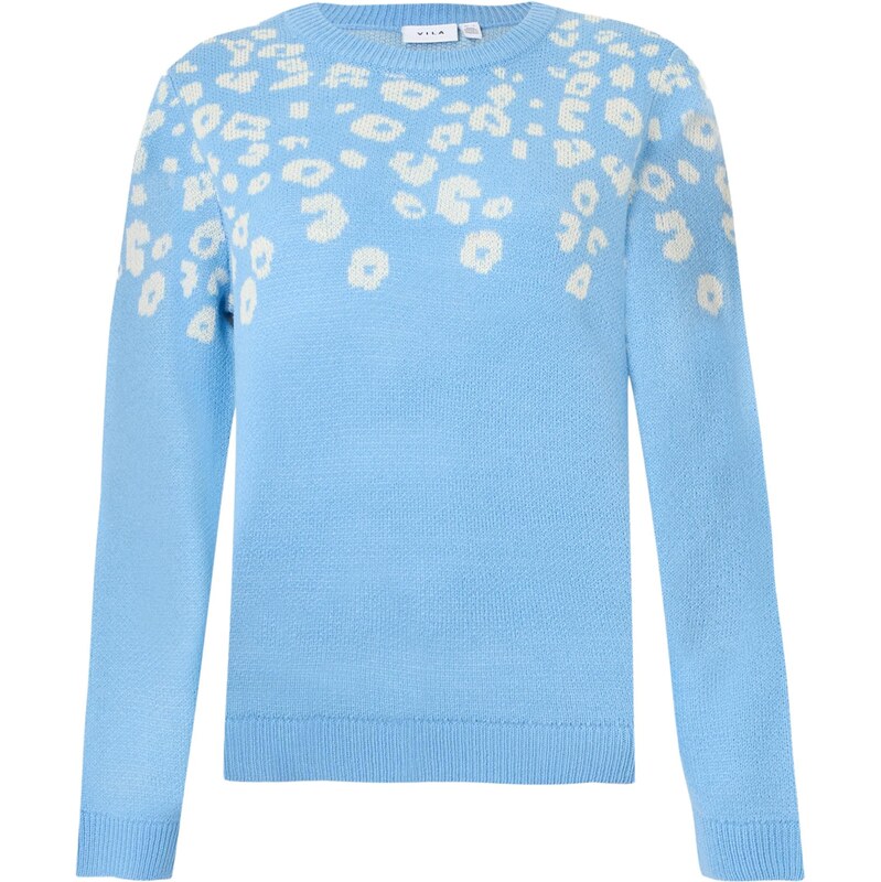 VILA Sveter VILELEO svetlomodrá / biela 67298919