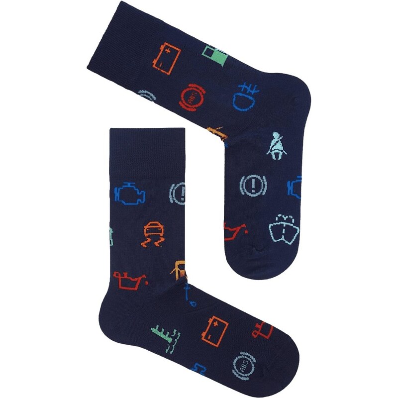 Tmavomodré vysoké pánske ponožky Auto kontrolky 67297768