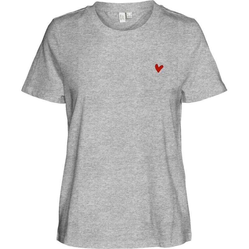 VERO MODA Tričko VMVIVA sivá melírovaná / jasne červená 67298967