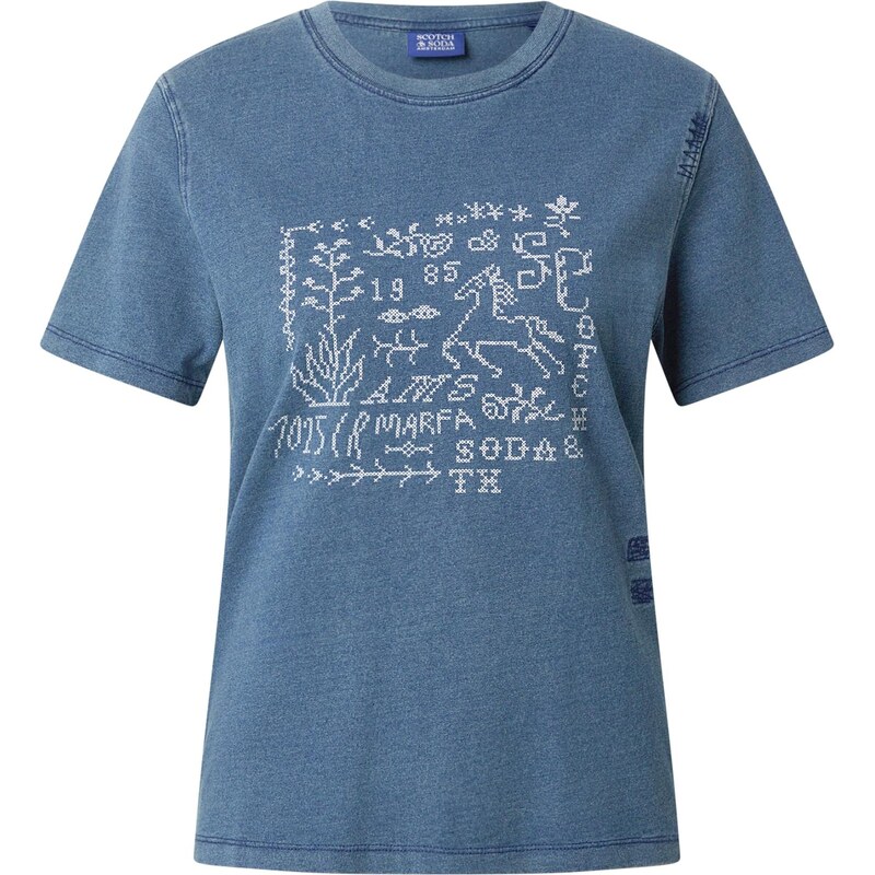 SCOTCH & SODA Tričko modrá melírovaná / biela 67298957