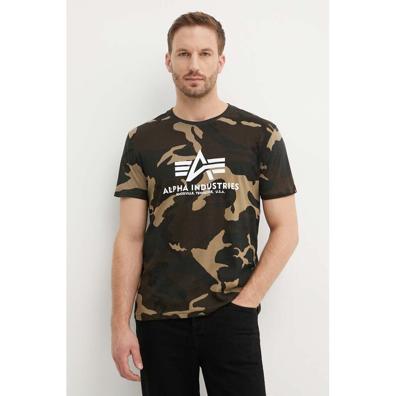 Bavlnené tričko Alpha Industries Basic T-Shirt Camo 66890049