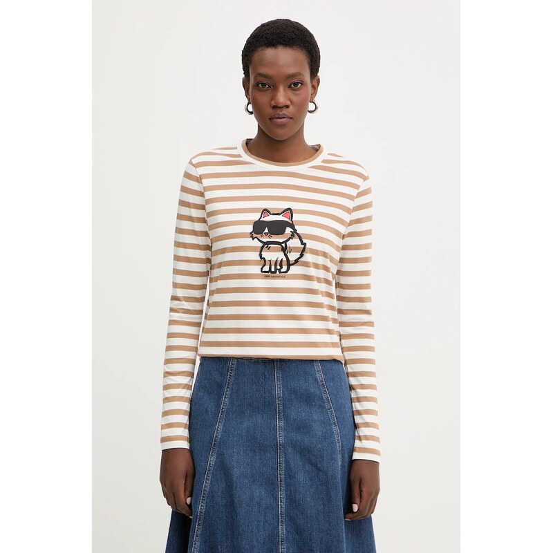 Bavlnené tričko s dlhým rukávom Karl Lagerfeld IKON 66963387