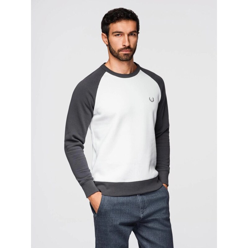 Ombre Clothing Moderná bielo-grafitová mikina bez kapucne V2 SSNZ-0239 67301785