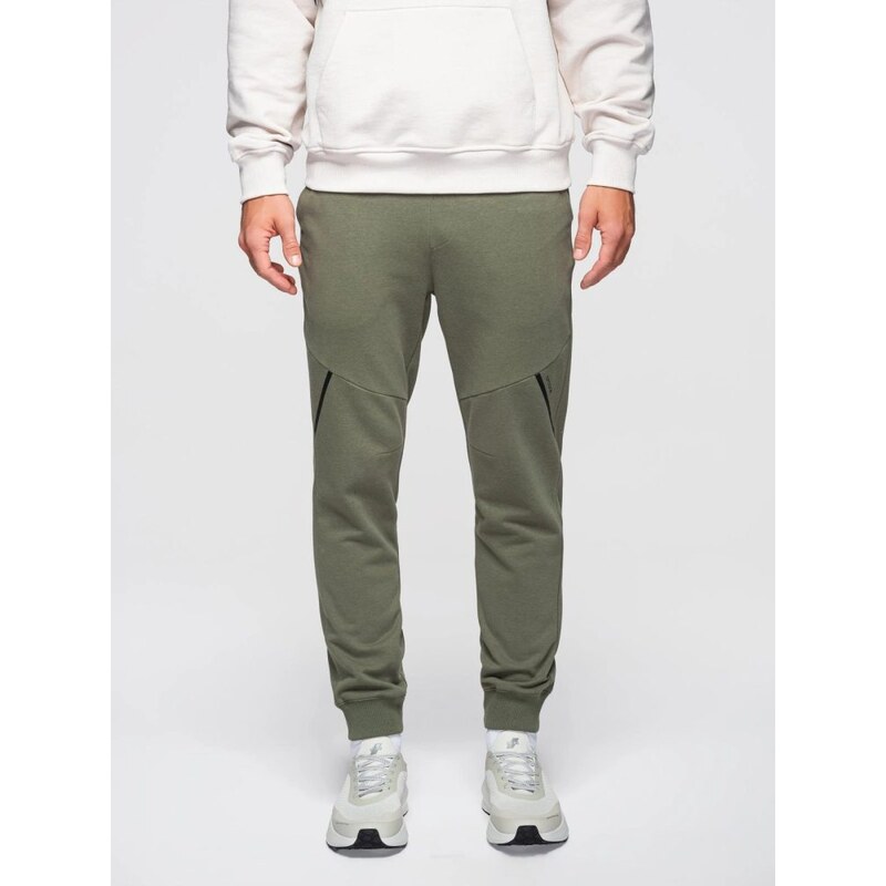 Ombre Clothing Jedinečné pánske olivové tepláky V2 PASK-0211 67301783