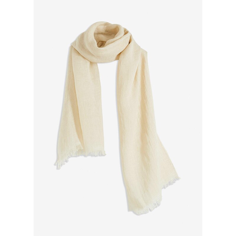 bonprix Letný plátený šál, farba béžová 66013823