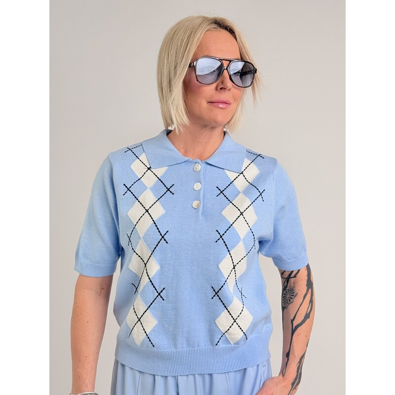 Voga Móda Modrý polo sveter BLUE 67310000