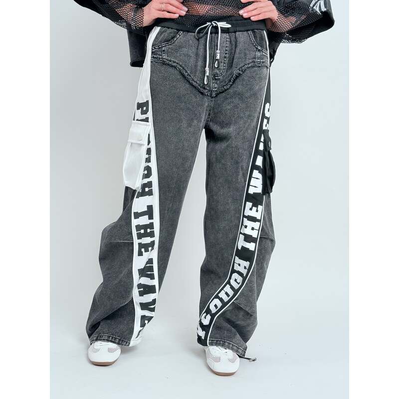 Voga Móda Antracitové džínsy WAWES 67310016