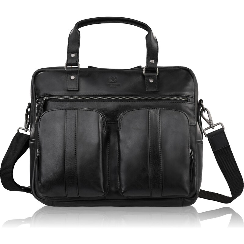 Paolo Peruzzi Kožená taška na notebook pre mužov | čierna SL-01-BL 67282277