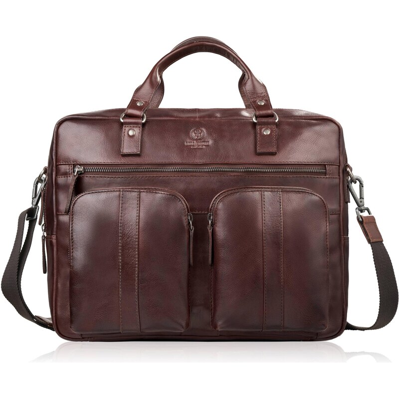 Paolo Peruzzi Kožená taška na notebook pre mužov | hnedá SL-01-BR 67310592