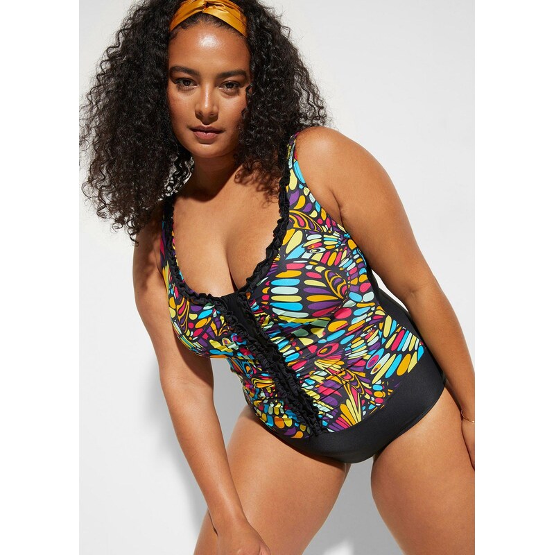 bonprix Jednodielne sťahovacie plavky, stredný tvarujúci efekt, farba 44791896