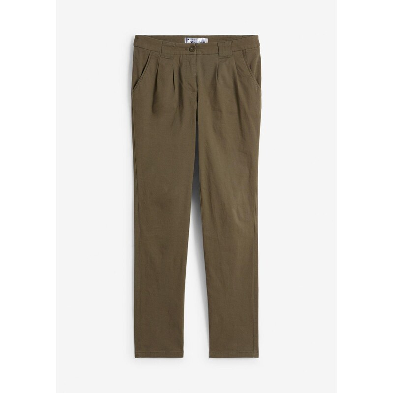 bonprix Strečové chino nohavice, farba zelená 48434097