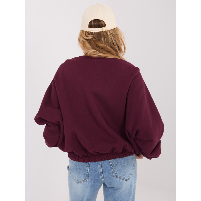 Factory Price Bordová mikina bez kapucne 67313484