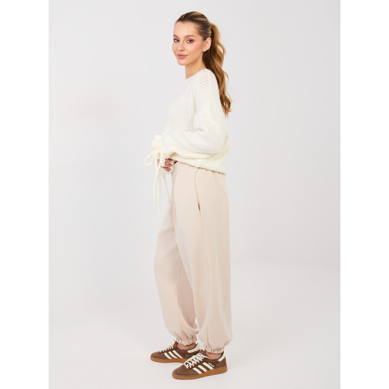 Italy Moda Béžové nohavice s elastickým pásom 67313548