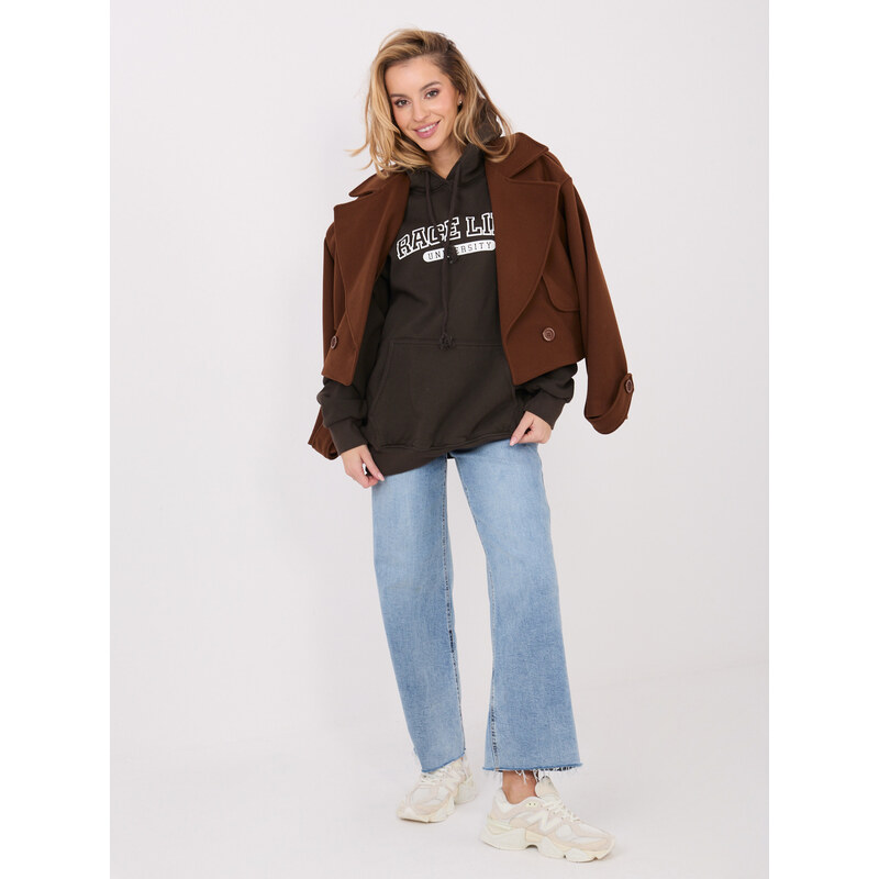 Factory Price Dámska mikina s kapucňou tmavohnedá 67313479